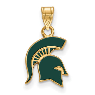 Sterling Silver Gold-plated LogoArt Michigan State University Spartan Small Enameled Pendant