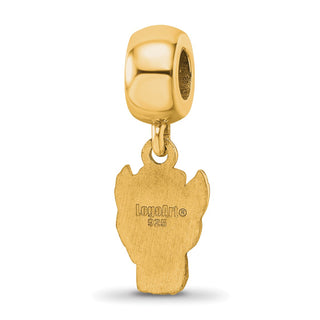 Sterling Silver Gold-plated LogoArt North Carolina State University Wolf Small Dangle Bead Charm