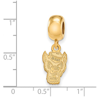 Sterling Silver Gold-plated LogoArt North Carolina State University Wolf Small Dangle Bead Charm