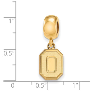Sterling Silver Gold-plated LogoArt The Ohio State University Letter O Small Dangle Bead Charm
