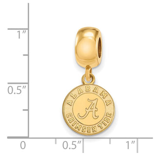 Sterling Silver Gold-plated LogoArt University of Alabama Crimson Tide Small Dangle Bead Charm