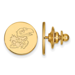 Sterling Silver Gold-plated LogoArt University of Kansas Jayhawk Lapel Pin GP059UKS