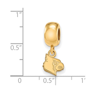 Sterling Silver Gold-plated LogoArt University of Louisville Cardinal Extra Small Dangle Bead Charm