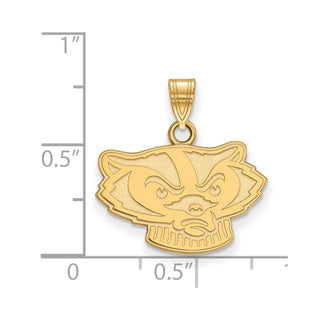 Sterling Silver Gold-plated LogoArt University of Wisconsin Badger Small Pendant