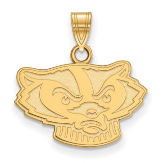 Sterling Silver Gold-plated LogoArt University of Wisconsin Badger Small Pendant