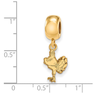Sterling Silver Gold-plated LogoArt Virginia Tech HokieBird Small Dangle Bead Charm