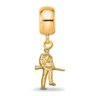 Sterling Silver Gold-plated LogoArt West Virginia University Mountaineer Extra Small Dangle Bead Charm