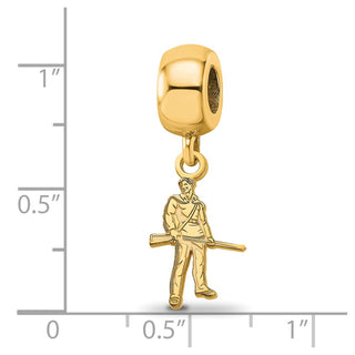 Sterling Silver Gold-plated LogoArt West Virginia University Mountaineer Extra Small Dangle Bead Charm