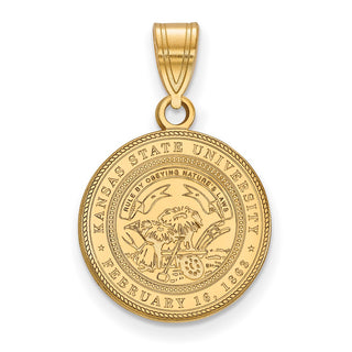 Sterling Silver Gold-plated LogoArt Kansas State University Medium Crest Pendant