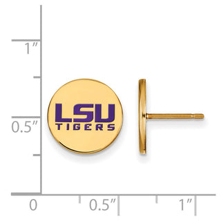 Sterling Silver Gold-plated LogoArt Louisiana State University L-S-U Tigers Small Enameled Disc Post Earrings