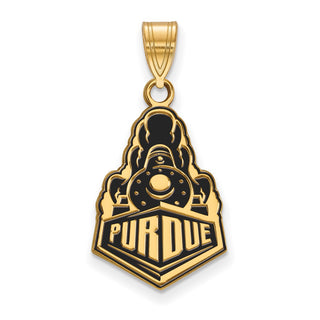 Sterling Silver Gold-plated LogoArt Purdue University Boilermakers Train Logo Large Enameled Pendant