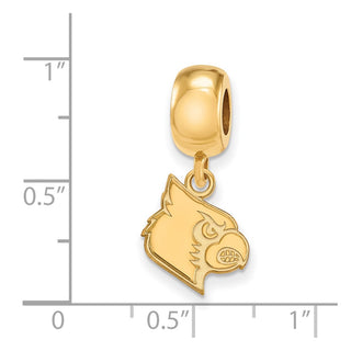 Sterling Silver Gold-plated LogoArt University of Louisville Cardinal Small Dangle Bead Charm