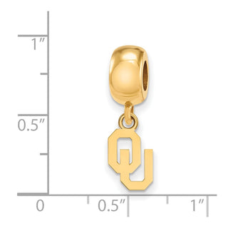 Sterling Silver Gold-plated LogoArt University of Oklahoma O-U Extra Small Dangle Bead Charm