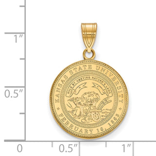 Sterling Silver Gold-plated LogoArt Kansas State University Large Crest Pendant