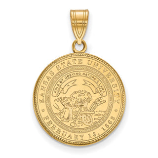 Sterling Silver Gold-plated LogoArt Kansas State University Large Crest Pendant