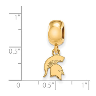 Sterling Silver Gold-plated LogoArt Michigan State University Spartan Extra Small Dangle Bead Charm