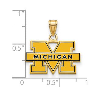Sterling Silver Gold-plated LogoArt University of Michigan Letter M Small Blue Enameled Pendant