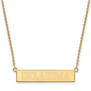 Sterling Silver Gold-plated LogoArt University of Oklahoma Small Bar 18 inch Necklace