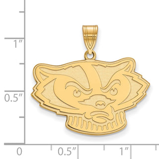14k Gold LogoArt University of Wisconsin Badger Large Pendant