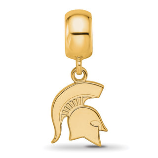 Sterling Silver Gold-plated LogoArt Michigan State University Spartan Small Dangle Bead Charm