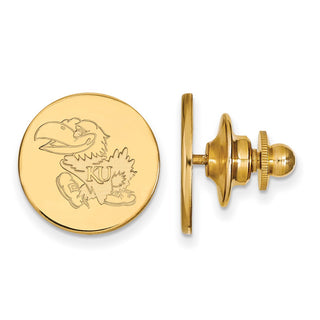Sterling Silver Gold-plated LogoArt University of Kansas Jayhawk Lapel Pin GP062UKS