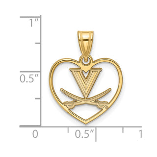 Sterling Silver Gold-plated LogoArt University of Virginia Heart Pendant