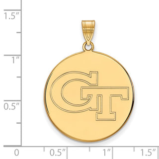 10k Gold LogoArt Georgia Institute of Technology G-T Extra Large Disc Pendant
