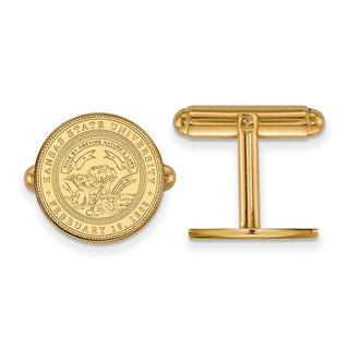 Sterling Silver Gold-plated LogoArt Kansas State University Crest Cuff Links