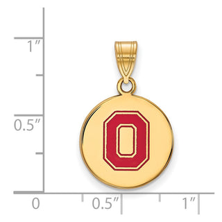 Sterling Silver Gold-plated LogoArt The Ohio State University Letter O Medium Enameled Disc Pendant
