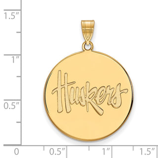 10k Gold LogoArt University of Nebraska Huskers Extra Large Disc Pendant