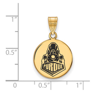 Sterling Silver Gold-plated LogoArt Purdue University Boilermakers Train Logo Medium Enameled Disc Pendant