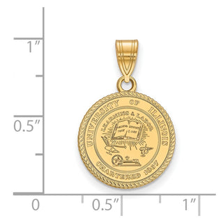Sterling Silver Gold-plated LogoArt University of Illinois Medium Crest Pendant