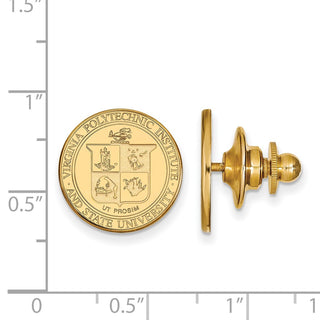 Sterling Silver Gold-plated LogoArt Virginia Tech Crest Lapel Pin