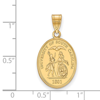 Sterling Silver Gold-plated LogoArt University of South Carolina Large Crest Pendant