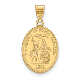 Sterling Silver Gold-plated LogoArt University of South Carolina Large Crest Pendant