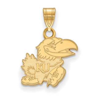 Sterling Silver Gold-plated LogoArt University of Kansas Jayhawk Small Pendant GP066UKS