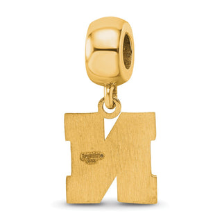 Sterling Silver Gold-plated LogoArt University of Nebraska Letter N Small Dangle Bead Charm