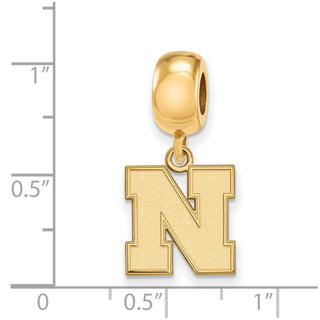 Sterling Silver Gold-plated LogoArt University of Nebraska Letter N Small Dangle Bead Charm