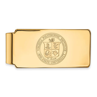 Sterling Silver Gold-plated LogoArt Virginia Tech Crest Money Clip