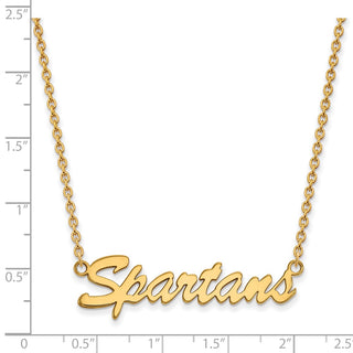 Sterling Silver Gold-plated LogoArt Michigan State University Spartans Script Medium Pendant 18 inch Necklace