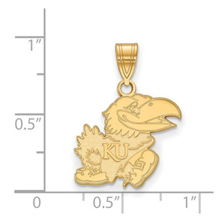 10k Gold LogoArt University of Kansas Jayhawk Medium Pendant