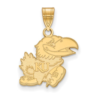 14k Gold LogoArt University of Kansas Jayhawk Medium Pendant