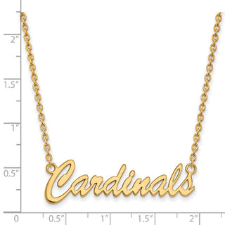 Sterling Silver Gold-plated LogoArt University of Louisville Cardinals Script Medium Pendant 18 inch Necklace