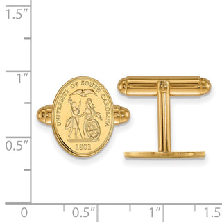 Sterling Silver Gold-plated LogoArt University of South Carolina Crest Cuff Links