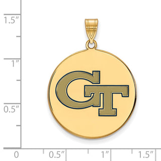 Sterling Silver Gold-plated LogoArt Georgia Institute of Technology G-T Extra Large Enameled Disc Pendant