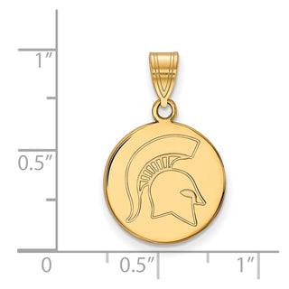 14k Gold LogoArt Michigan State University Spartan Medium Disc Pendant