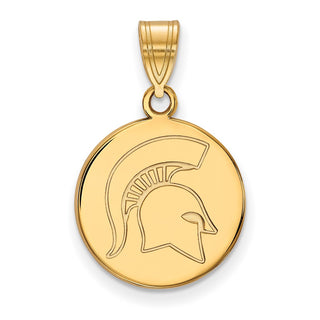 Sterling Silver Gold-plated LogoArt Michigan State University Spartan Medium Disc Pendant