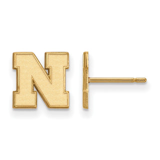 Sterling Silver Gold-plated LogoArt University of Nebraska Letter N Extra Small Post Earrings