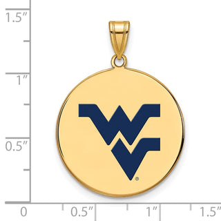 Sterling Silver Gold-plated LogoArt West Virginia University W-V Large Enameled Disc Pendant