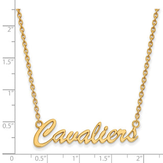 Sterling Silver Gold-plated LogoArt University of Virginia Cavaliers Script Medium Pendant 18 inch Necklace